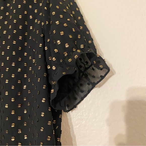 🦋J. Crew Ruffleneck top with foil clip dot with short sleeves - Picture 9 of 9